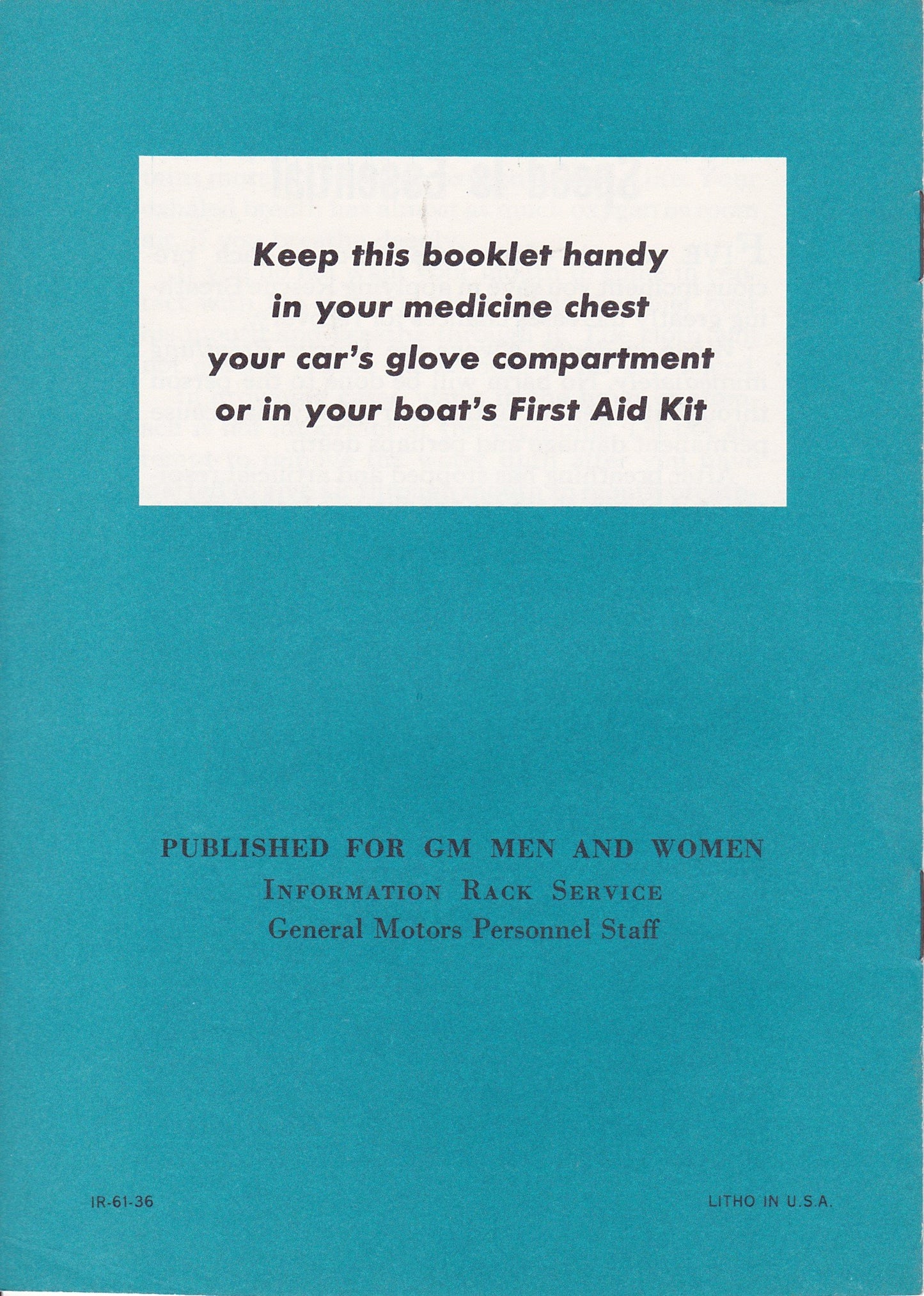 Vintage GM Pamphlet - Rescue Breathing: Detailed Instructions for Using the 'Mouth-to-Mouth' Method of Artificial Respiration (1961)