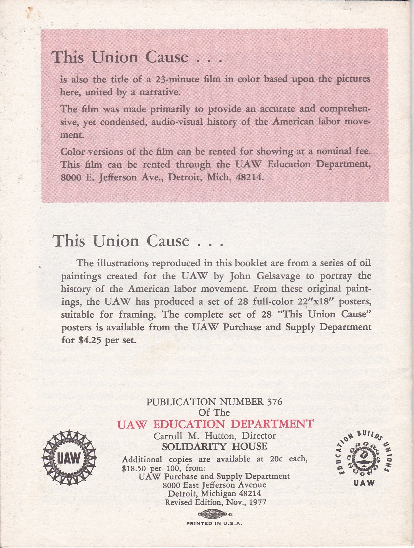 This Union Cause: An Illustrated History of Labor Unions in America
