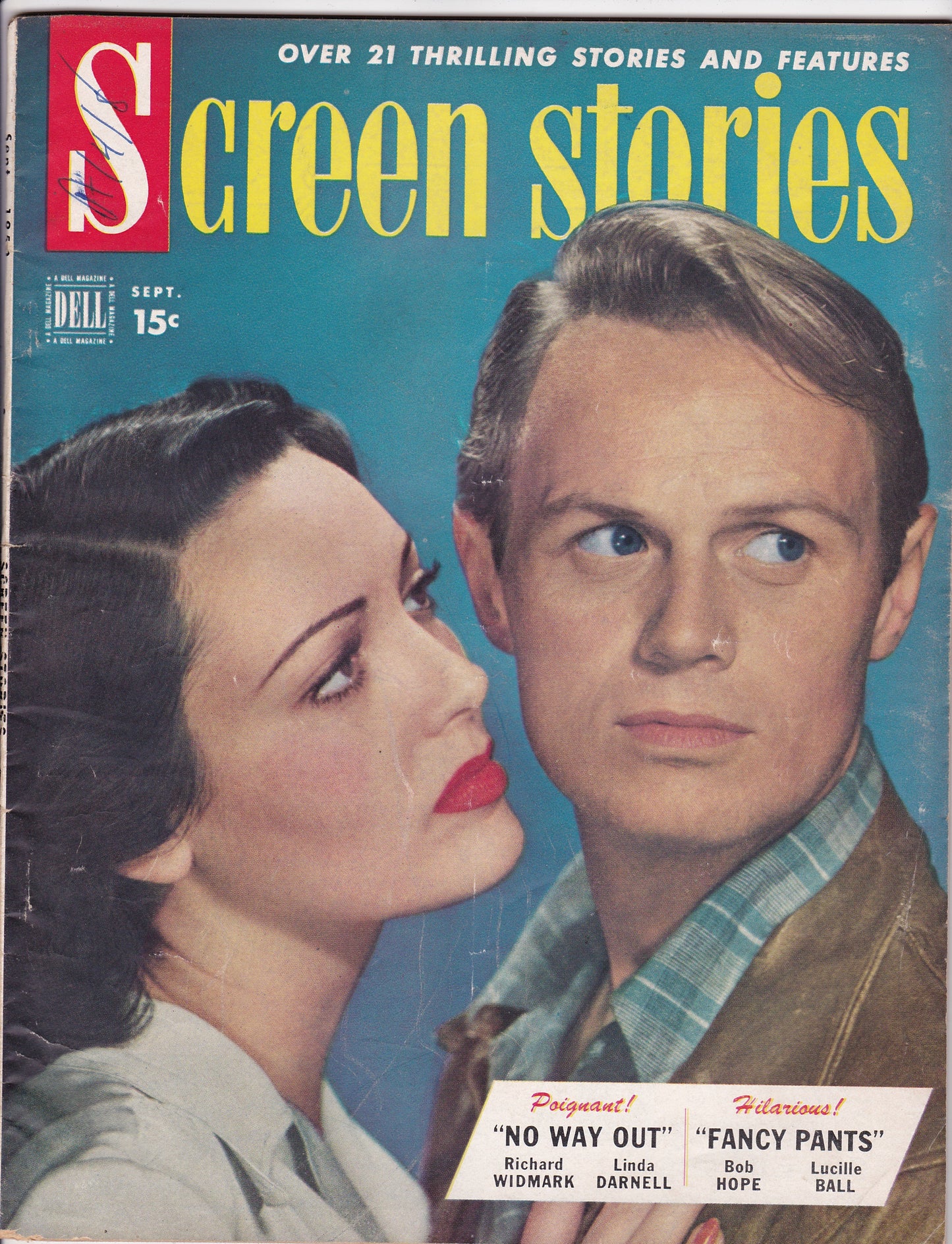 Screen Stories – September 1950: Richard Widmark and Linda Darnell Cover
