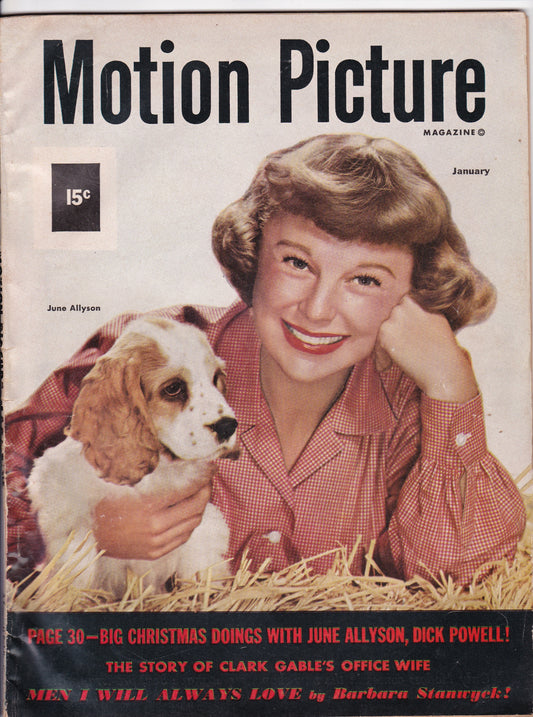 Motion Picture Magazine – January 1951: June Allyson and Puppy Cover Feature