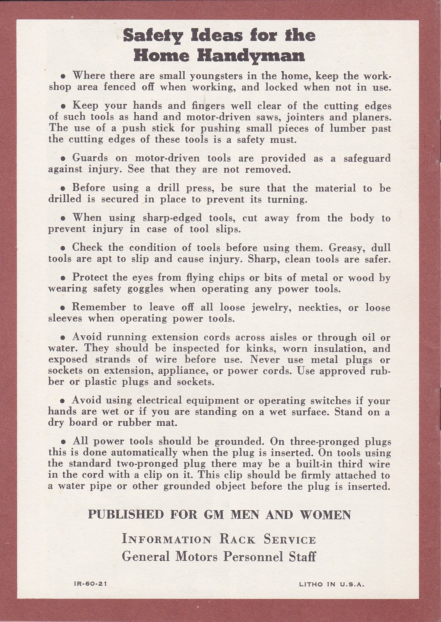 Vintage GM Pamphlet - How-To Ideas for the Home Handyman (1960)