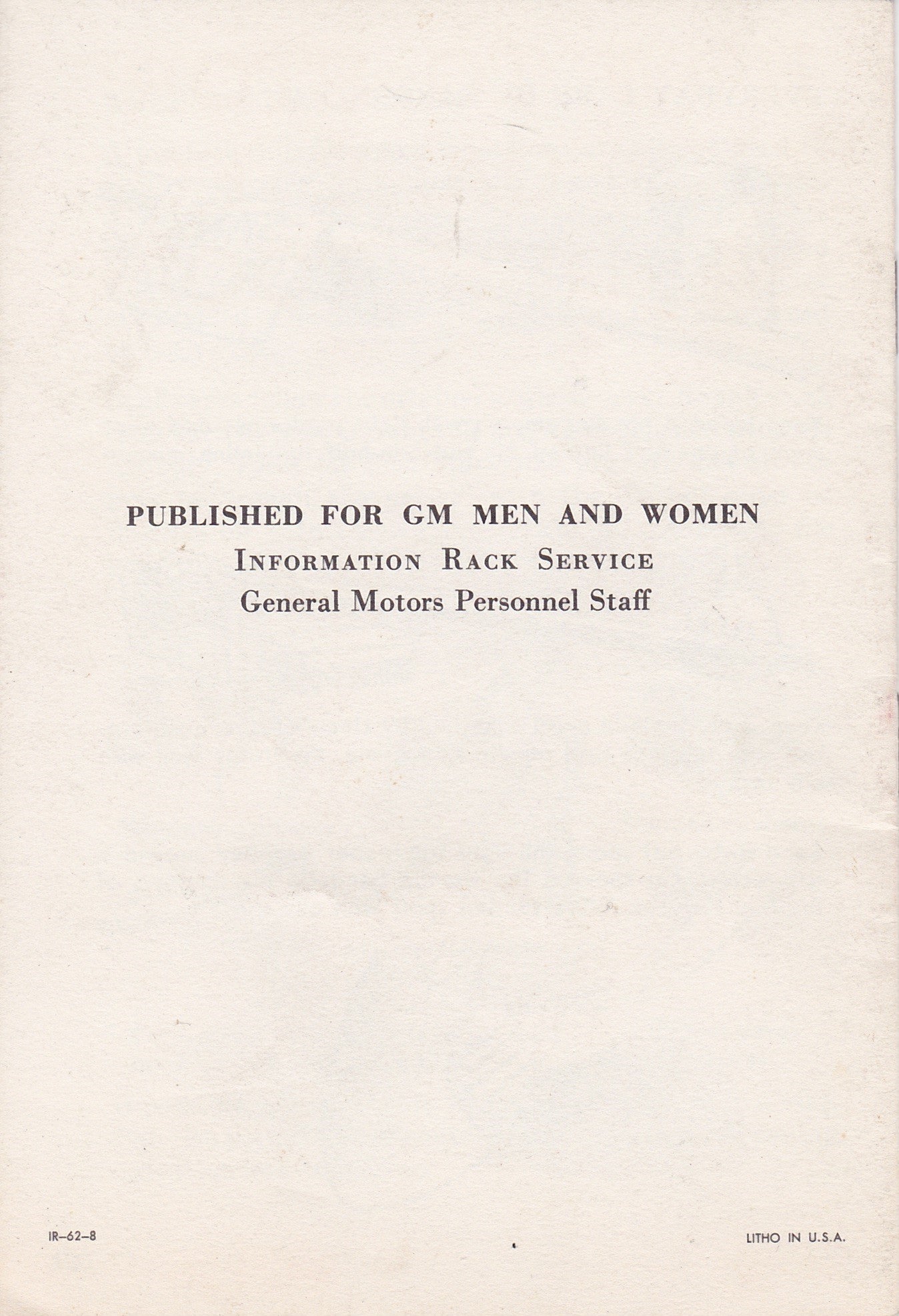 Vintage GM Pamphlet - How to Store and Care for Garden Tools by C. Julian Fish (1962)