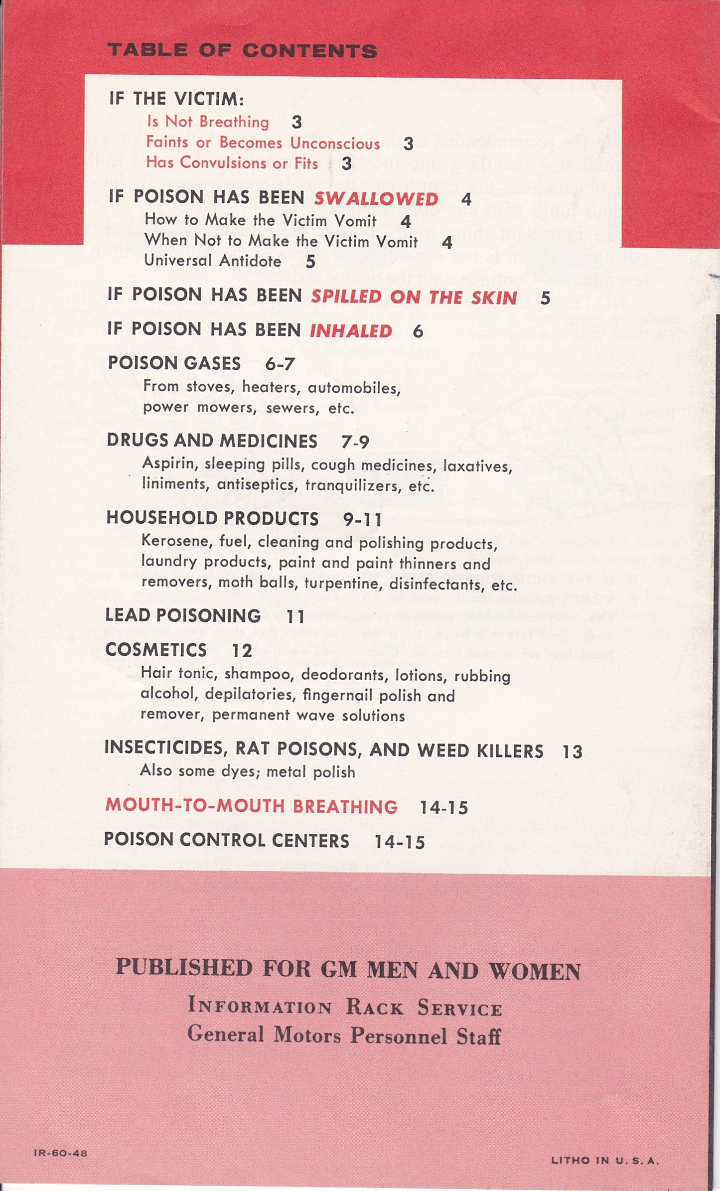 Vintage "First Aid for Poisoning" GM Safety Guide – 1960s