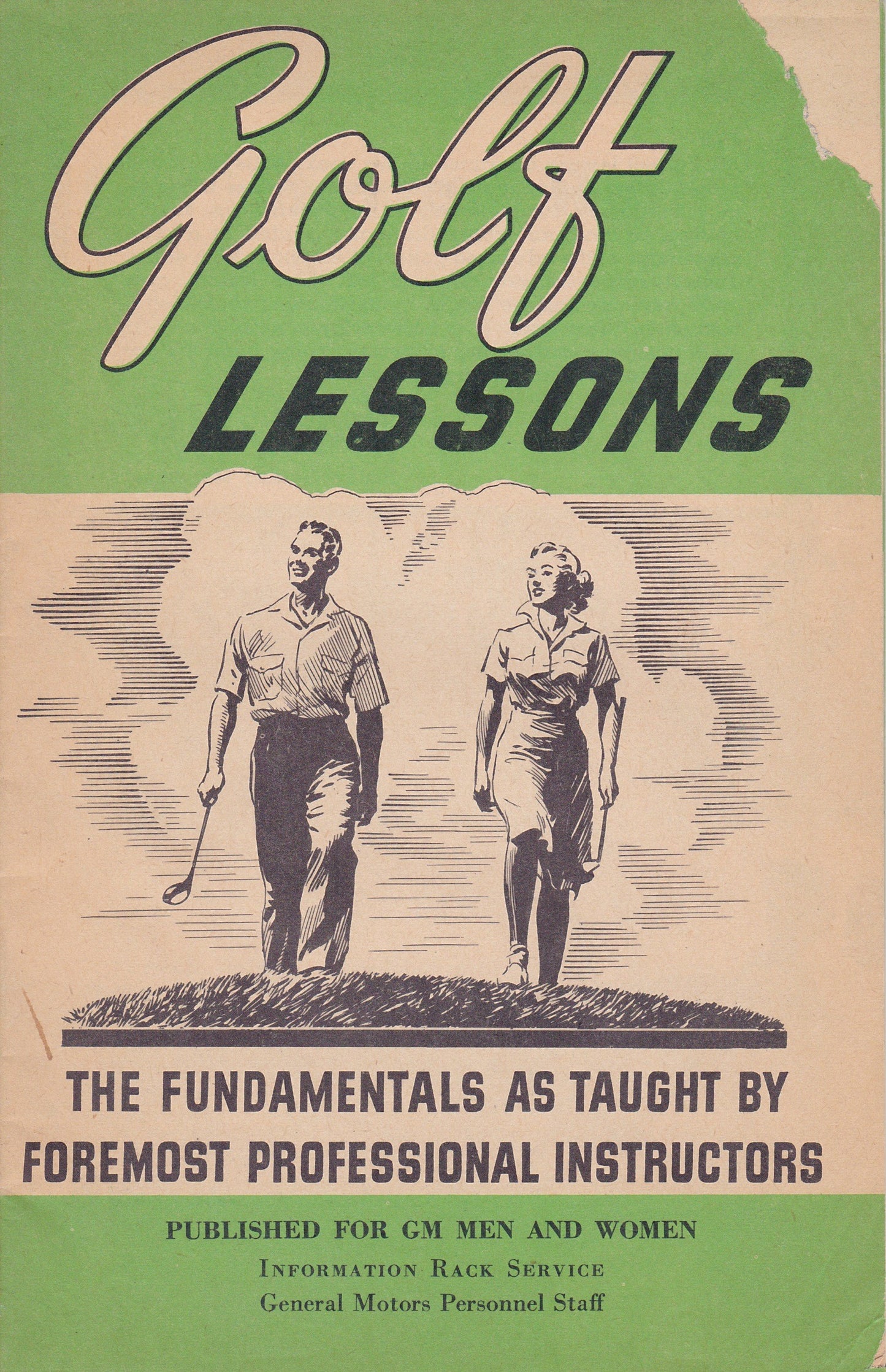 Vintage "Golf Lessons: Fundamentals Taught by Foremost Professional Instructors" – 1950s GM Publication