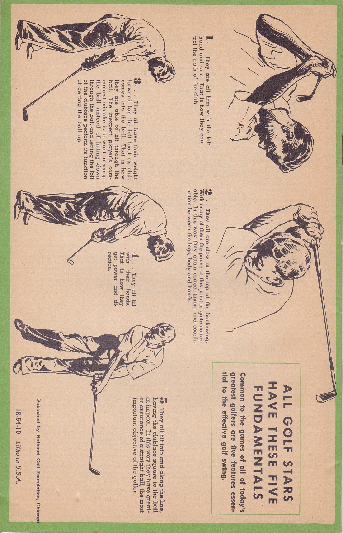 Vintage "Golf Lessons: Fundamentals Taught by Foremost Professional Instructors" – 1950s GM Publication