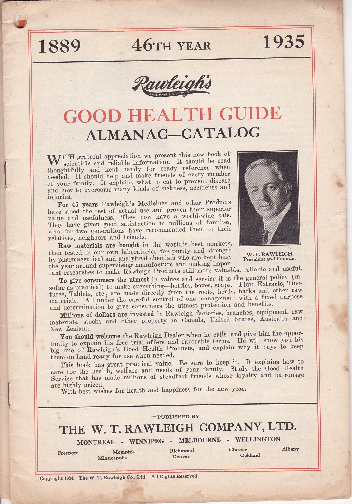 Rawleigh's Good Health Guide, Almanac, and Catalog (46th Year, 1935)