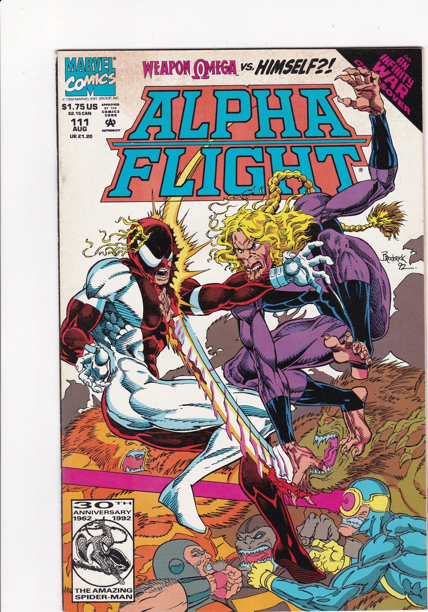 Alpha Flight #111 (Marvel Comics, August 1992) – Weapon Omega vs. Himself?!