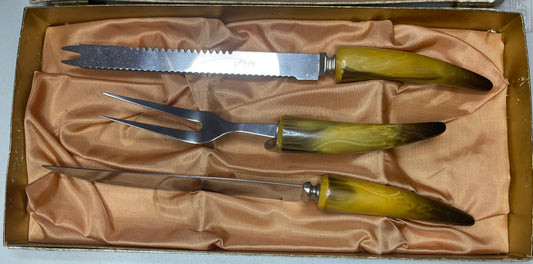 Vintage Crown Sheffield Knife Set with Stag Horn Handles